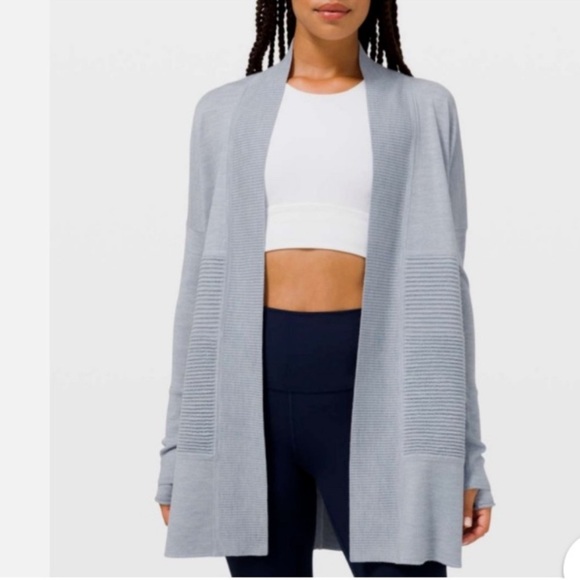 Lululemon Sit In Lotus Wrap II Merino Wool Open Cardigan Sweater Size 6 - Picture 1 of 7
